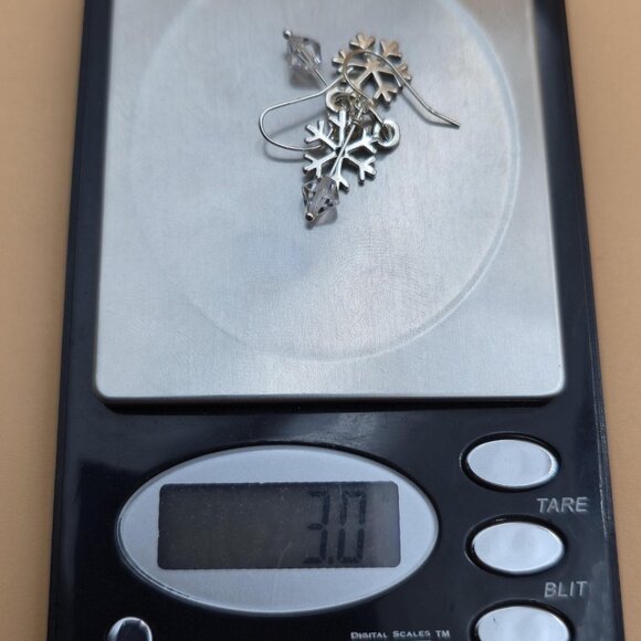 Sterling Silver Crystal And Snowflake Dangle Earrings A5764 - Picture 5 of 5